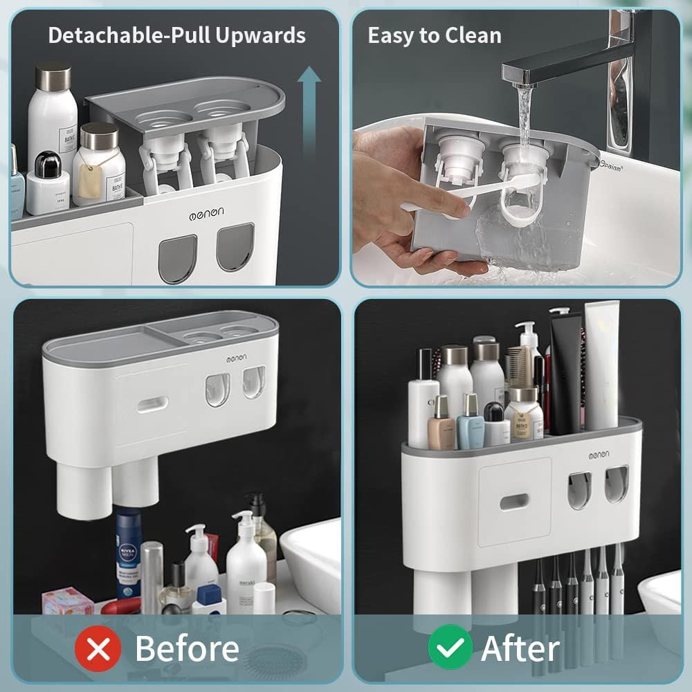 Portes de Cepillo Dispensadores Pasta de Dientes Automáticamente Con Organizador