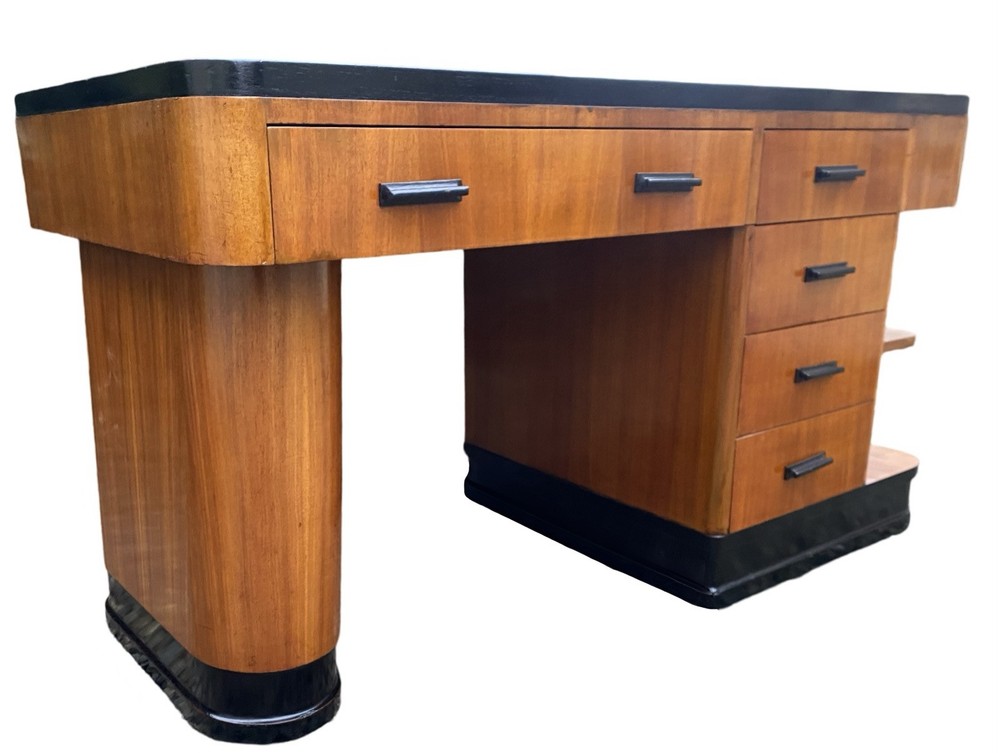 Art Deco blonde Walnut Desk