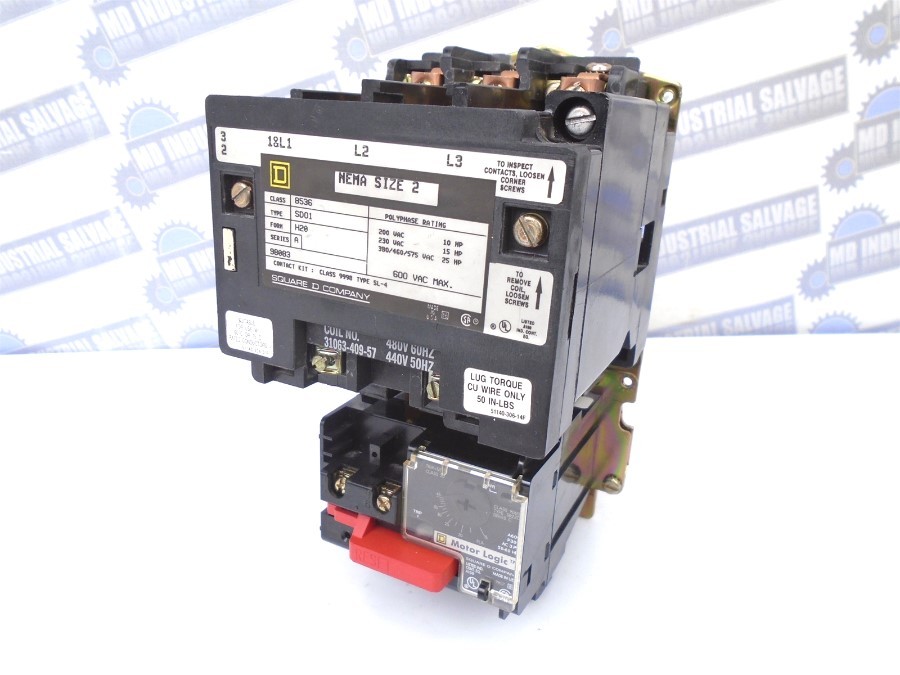 SQUARE-D 8536SDO1H20 Sz2 MOTOR STARTER LOGIC 10-25HP Coil 480V 45A New CONTACTS