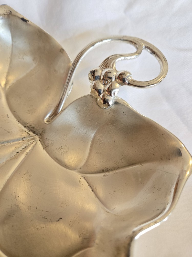 EP Brass Germany WMF IKORA Grape Leaf Candy Dish Silver Electro Plated 9in X 8in
