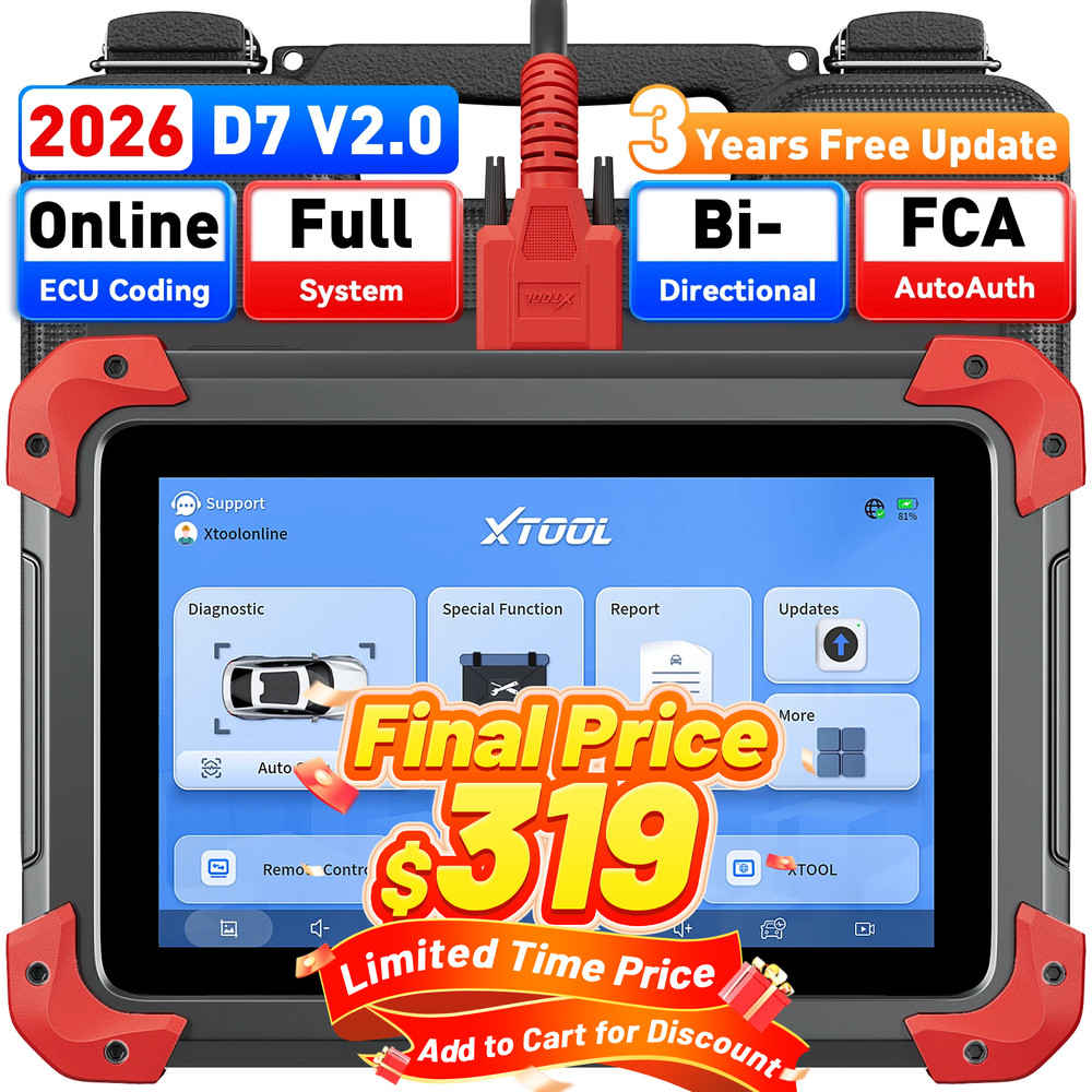 2026 XTOOL D7 V2.0 Full System Diagnostic Bi-Directional Scanner Key Programmer