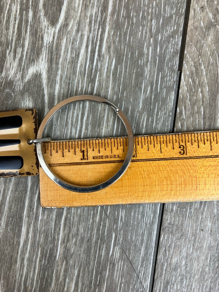 Letter W Keychain Metal Rectangle Black Gold Colored