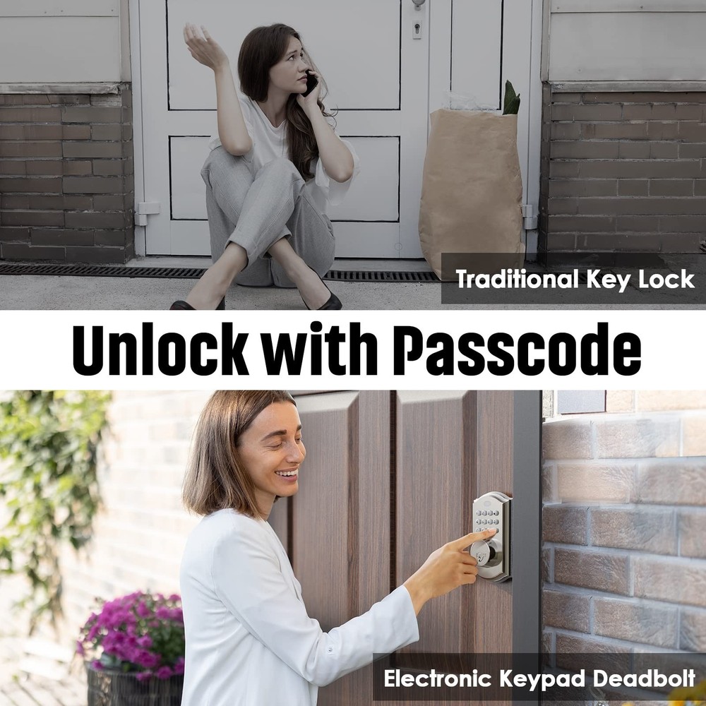 Keyless Entry Door Lock - Electronic Door Lock with Keypad, Smart Deadbolt Lo...