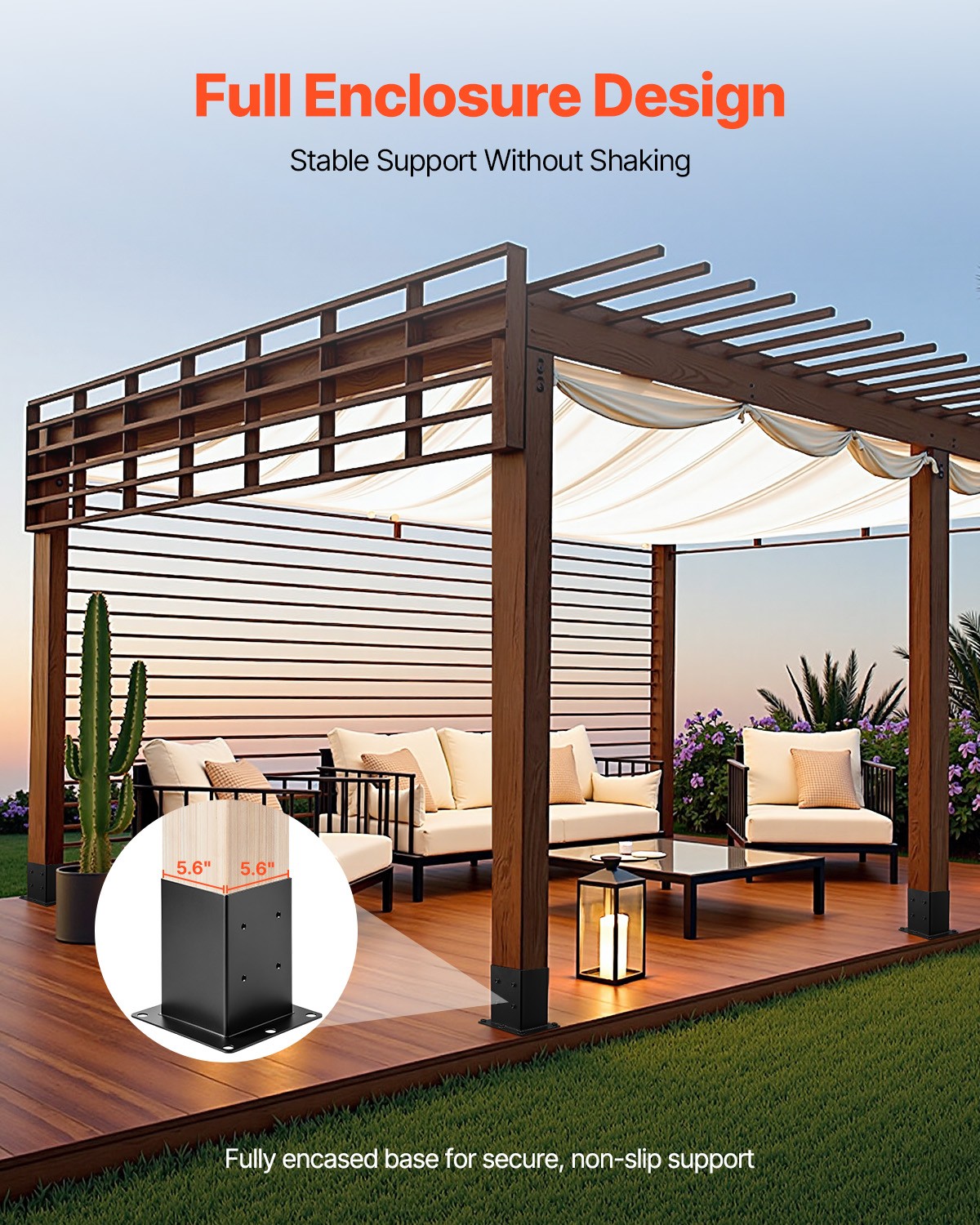 VEVOR 4 Pack 6x6 Post Base Brackets Inner Size 5.6x5.6 in Wood Fence Post Anchor