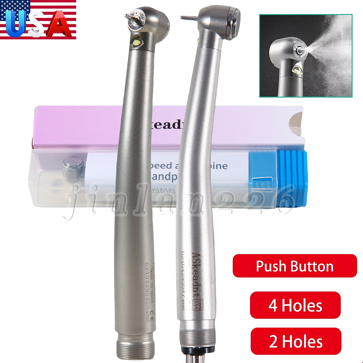 NSK Style Dental Fiber Optic LED E-generator high speed handpiece 2 Hole 4 Hole
