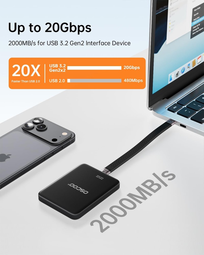 1TB Magnetic Portable SSD, Up to 2000MB/s – External Solid State Drive Compat...