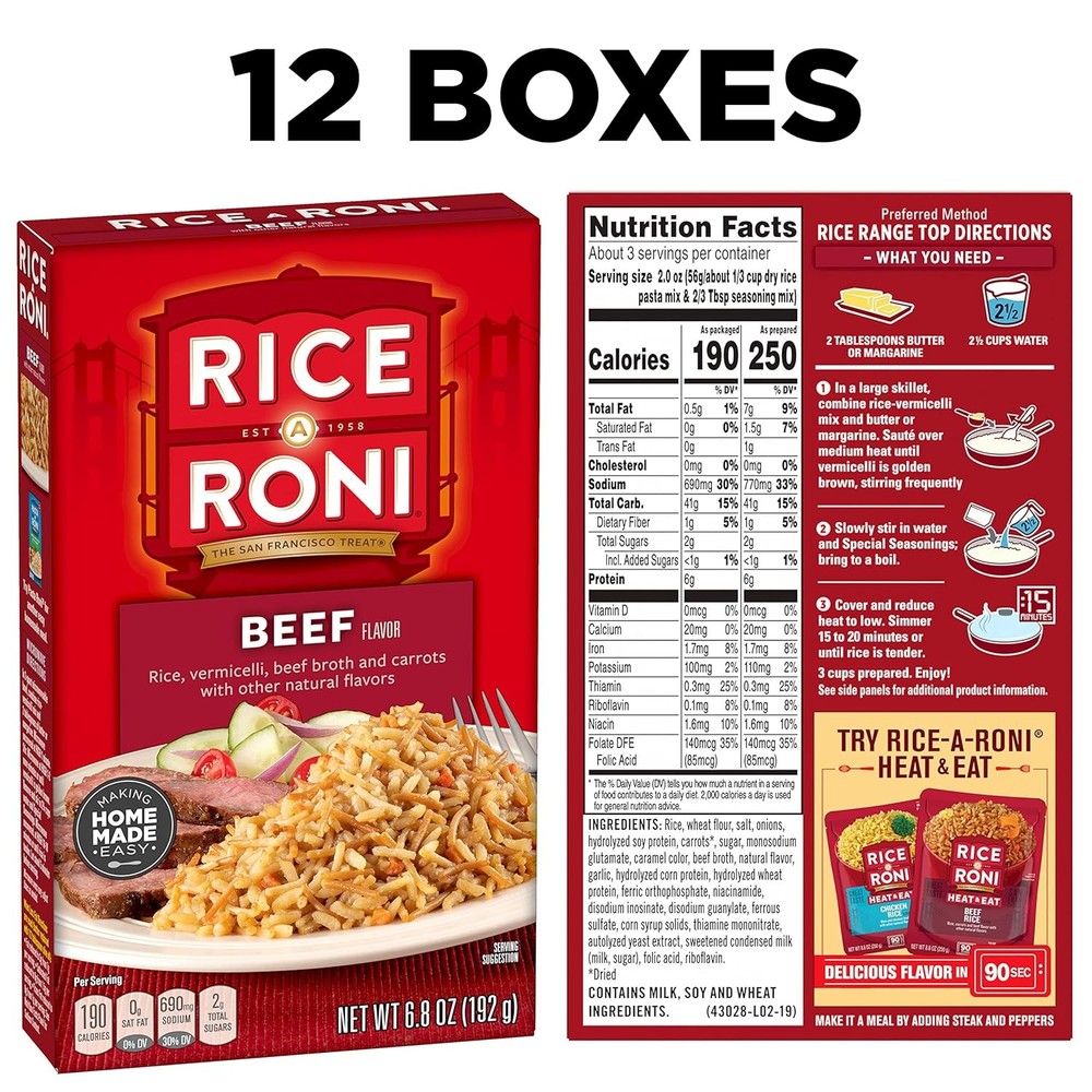 affordable Rice-A-R Beef, 6.8oz Boxes (12 Pack)