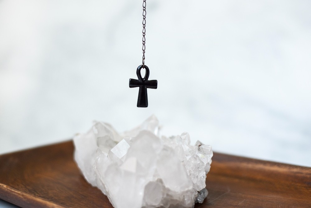 Ankh Black Stone Pendulum Dowsing, amplifying, restore focus & transform