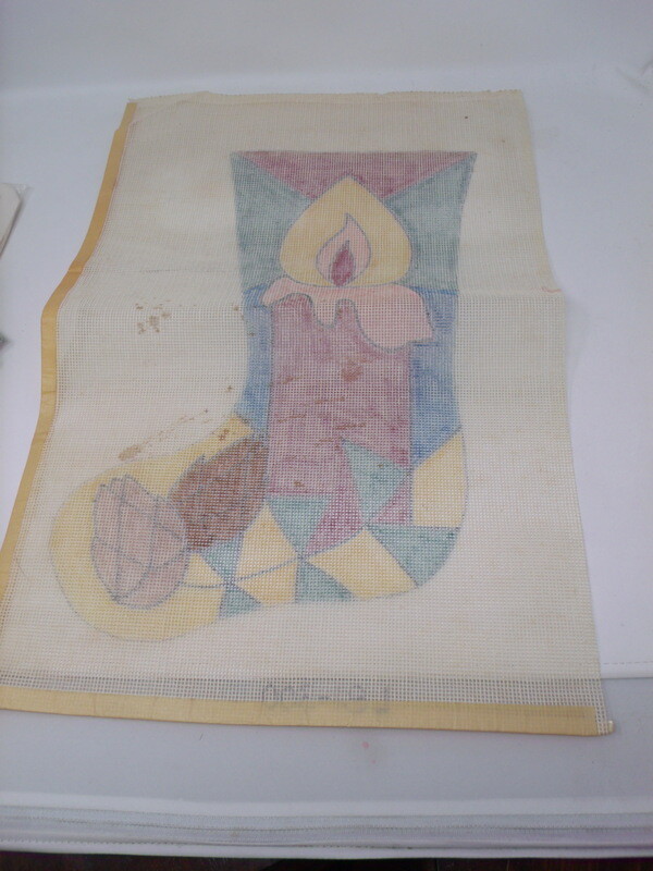 Vintage CANDLE Stocking Needlepoint Canvas