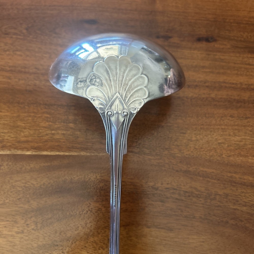 Vintage Reed And Barton Silver Plated Punch Bowl Ladle 12” Holds 1/2 Cup Liquid