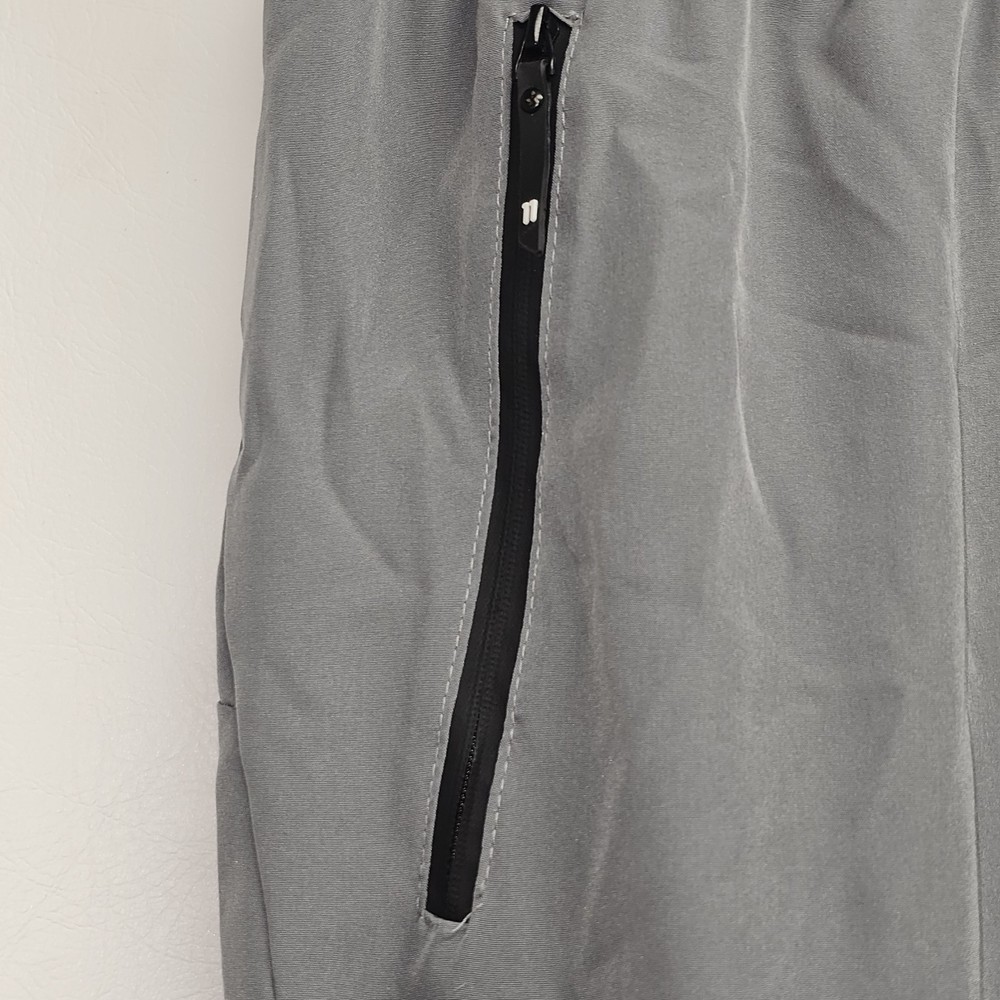 TechTraining Gray Active Pants Zip Pockets Drawstring 100% Polyester