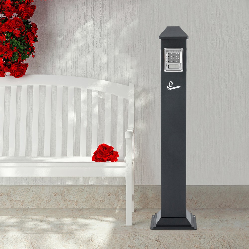 Garbage Can Cigarette End Collector Stainless with Inner Barrel Vertical Ashtray