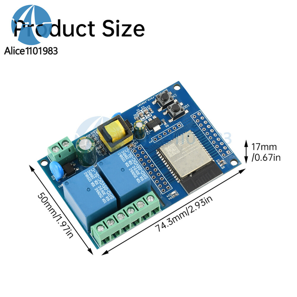 ESP32 WIFI Bluetooth 2 Channel Relay Module ESP32 Secondary Development Board