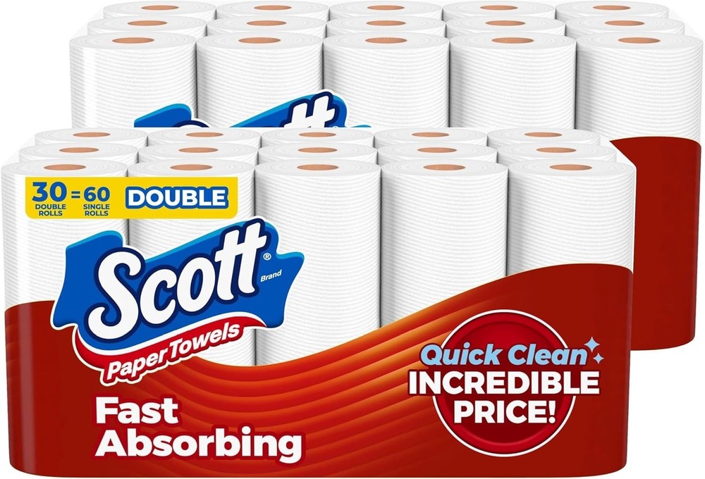 Scott Paper Towels, Choose-A-Sheet, 30 Double Rolls = 60 Regular Rolls 108 Sheet