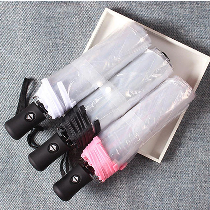 minimalist transparent folding umbrella fully automatic transparent