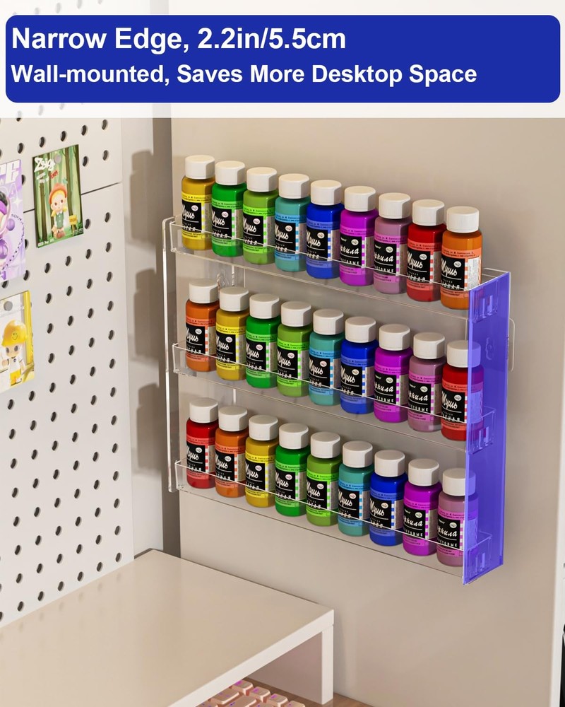 Cocheetah 3 Tier Display Rack, Clear Paint Rack Wall-Mount (No Drill),