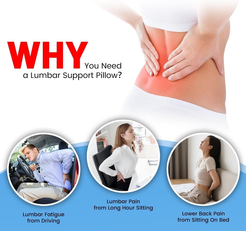Memory Foam Lumbar Support Cushion - Cool and Comfortable for Travel and Work