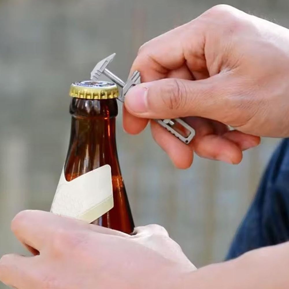 Durable Compact Titanium Multi-tool: Keychain Mini Wrench & Bottle Opener - 2pcs