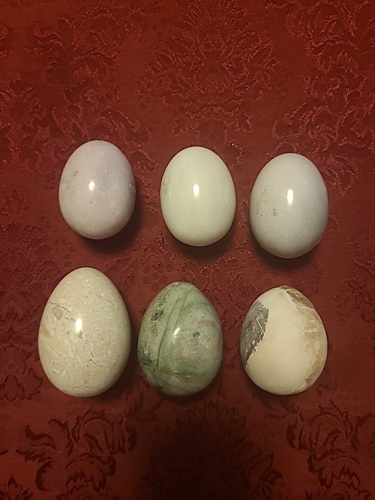 Lot Of 6 Stone Eggs Assorted 3" And Under