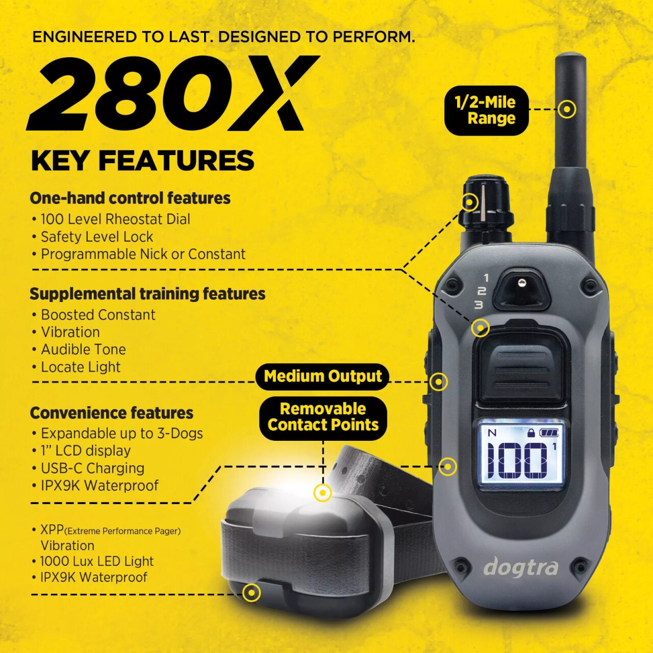 Dogtra 280X Remote Dog Training Collar 1/2 Mile Range