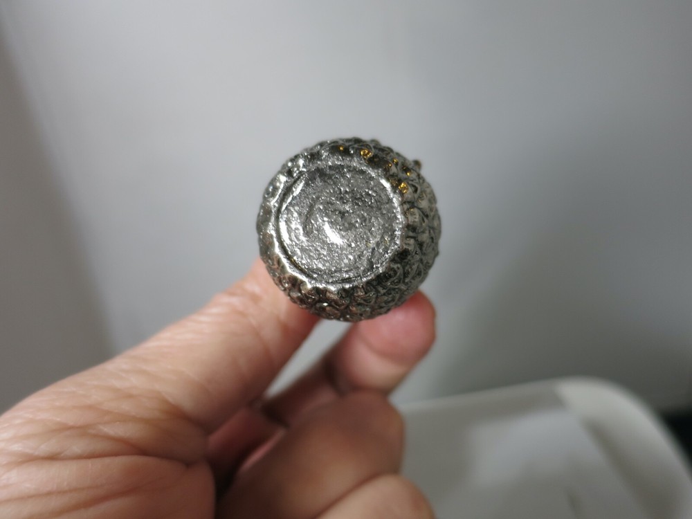 Vintage Pineapple Snuff Box Enameled Lined Silver Rare Find