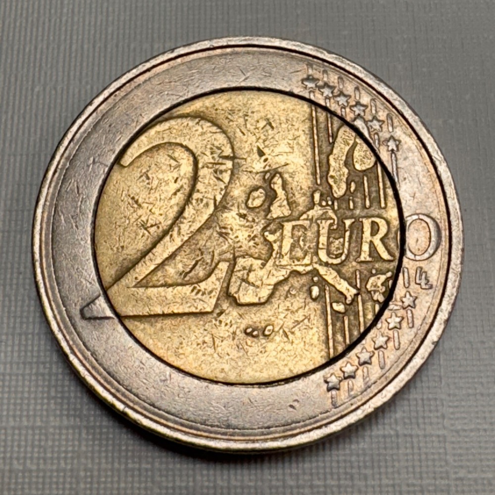 2 euro coin, Belgium, 2002. With Mint Errors