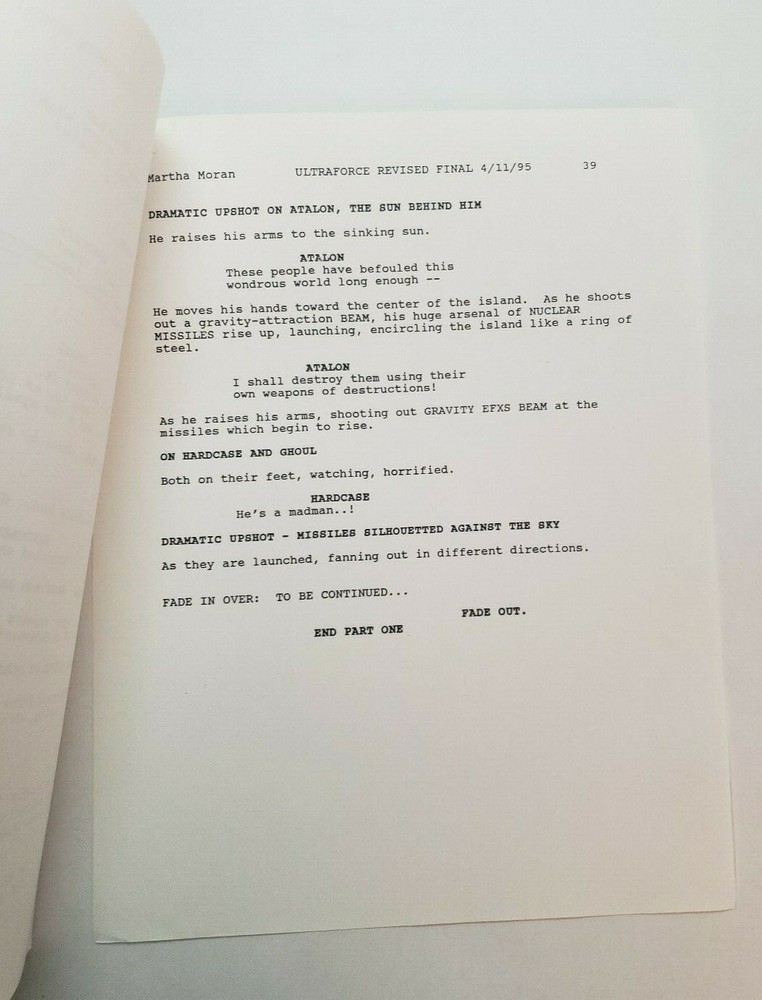 ULTRAFORCE / Original 1995 TV Script from the PILOT EPISODE "Prime Time"