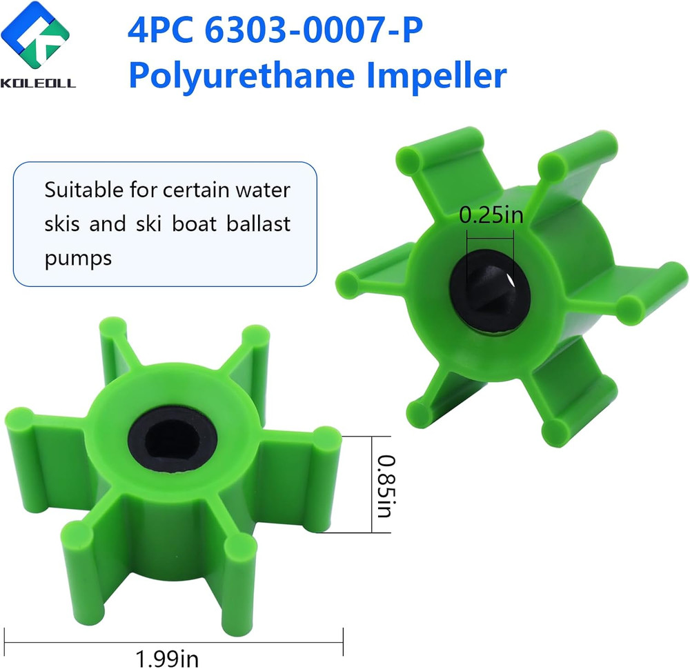 4PC 6303-0007-P Polyurethane Impeller with O-Ring Kit & Lubrication Replacement