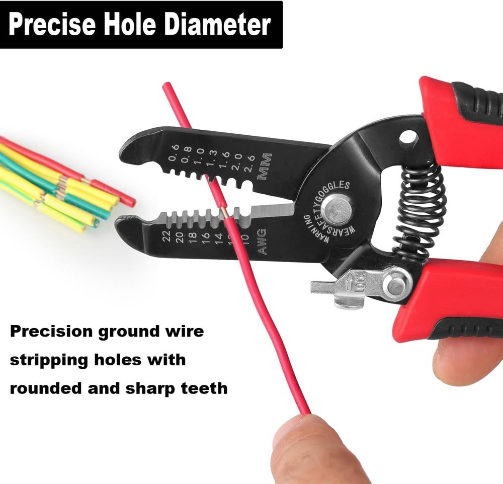10-22 AWG Wire Stripper Cutter, Multifunctional Multi-Size Wire Stripping Tool,