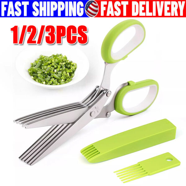 Herb Scissors Set with 5 Blades and Cover - Multipurpose Kitchen Chopping Shear