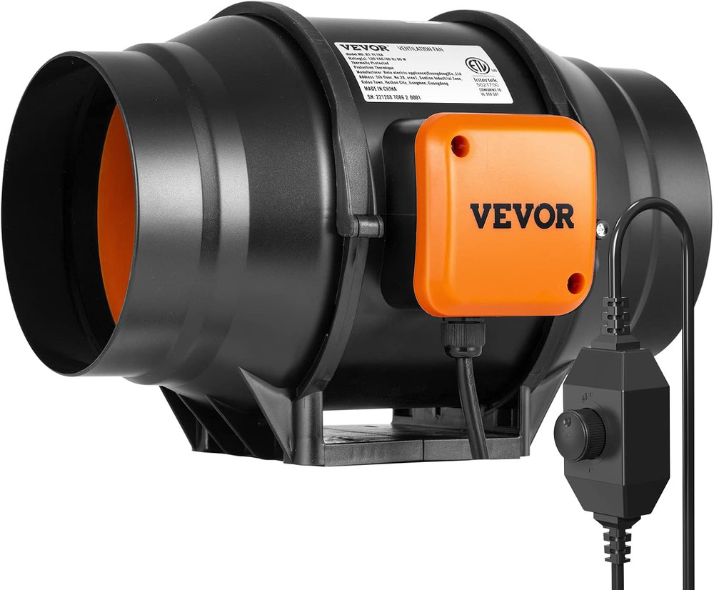 Inline Duct Fan, 6-Inch 400 CFM with Variable Speed Controller, Quiet Ac-Motor V