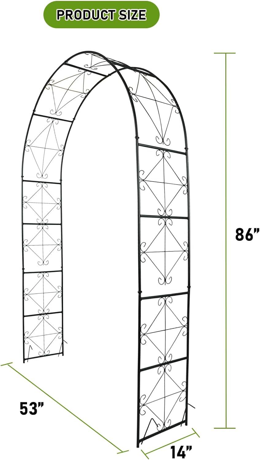7.2ft X 4.5ft Metal Garden Arch Garden Arbor for Climbing Plant Outdoor Garden