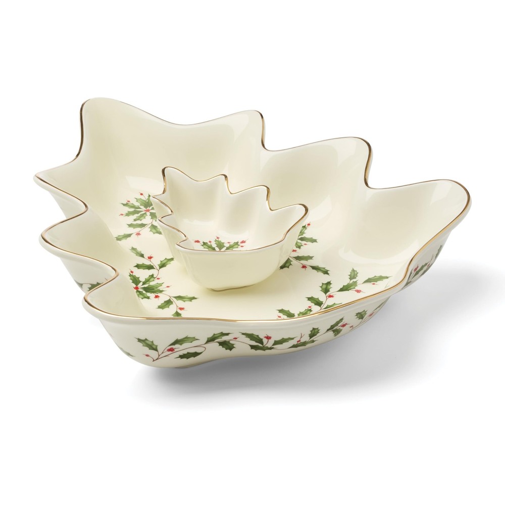 Lenox Holiday Tree Chip and Dip Set, 1 Count, Ivory