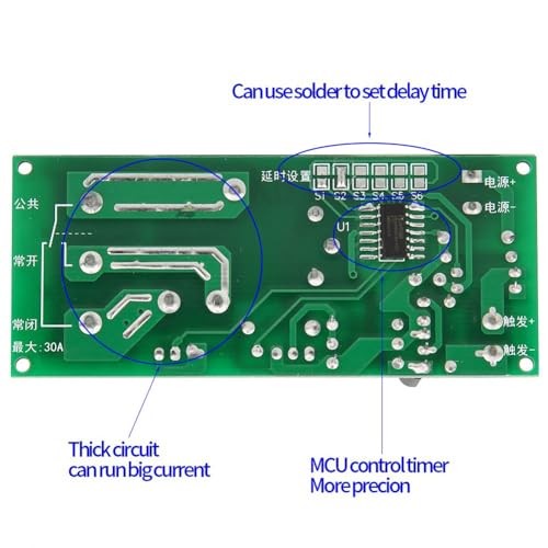 DC 12V Timer Relay Module 0-60min Delay Switch – 30A Load 250V AC/30V DC for