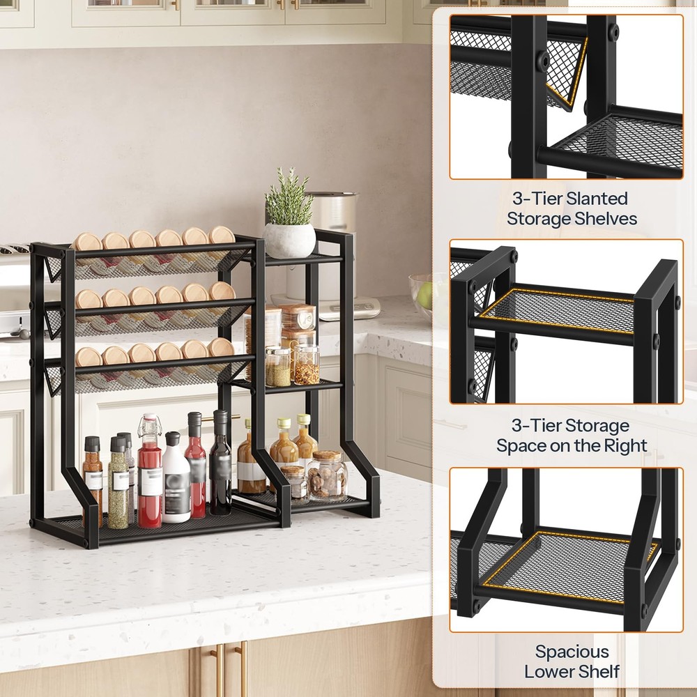 4-Tier Spice Rack, Seasoning Organizer, Stackable Spice Rack Organizer, Spice...