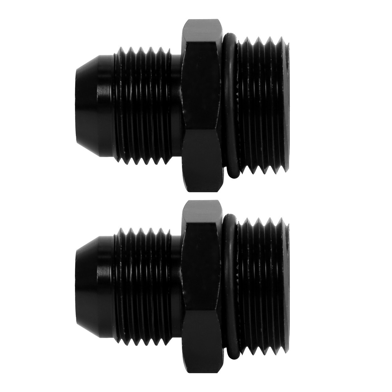 LokoCar Flare ORB 8AN to 6AN Male Fuel Rail Adapter Fitting Black 2PCS