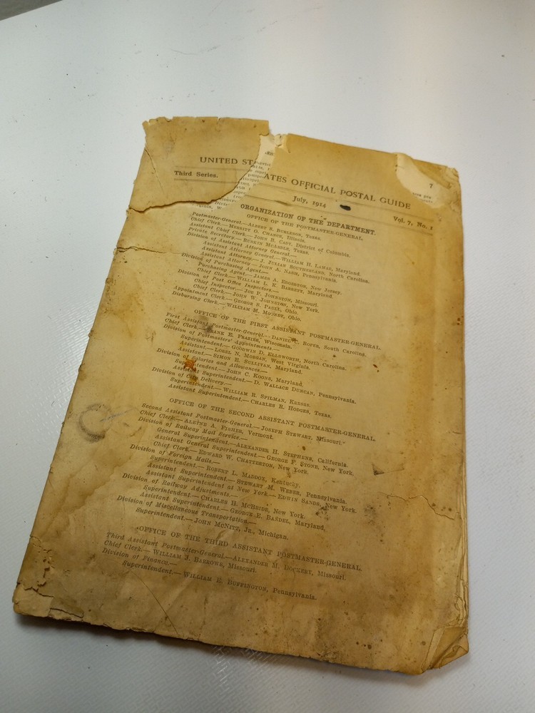 Antique United States Official Postal Guide Book Manual July, 1914 See Pics/46b