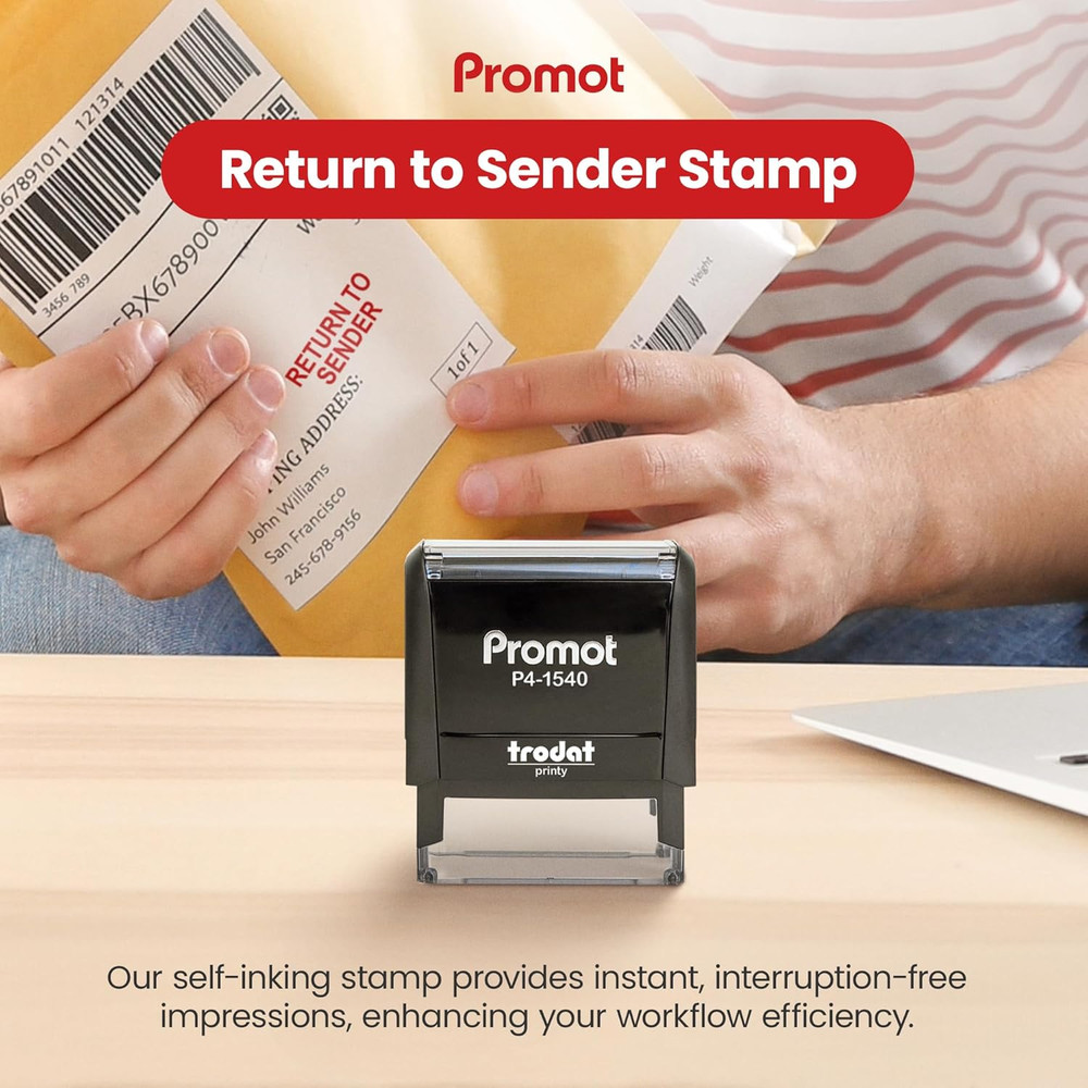 Return to Sender Self Inking Rubber Stamp - Refillable Business Stamper - Work,