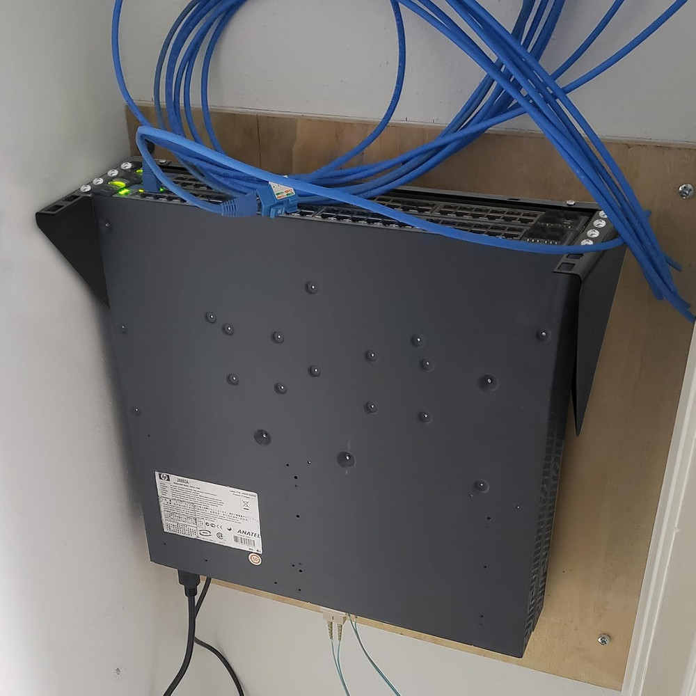 2U Hinged Wall Mount Patch Panel Bracket – 19″ Vertical Rack, Black