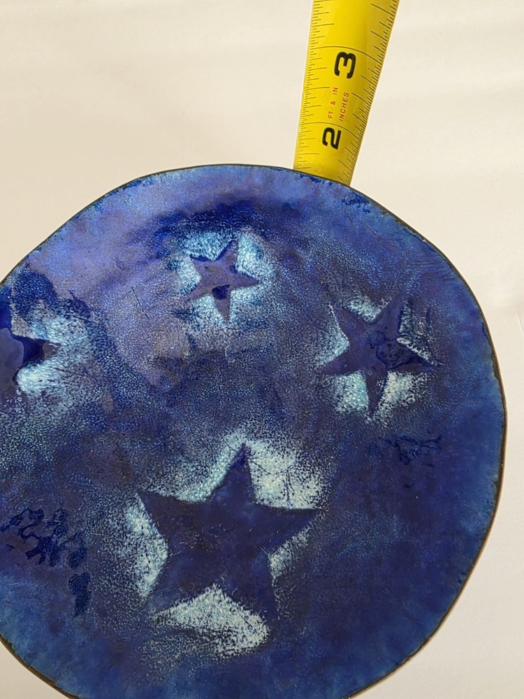 Enamel On Copper Bowl Blue Star Pattern