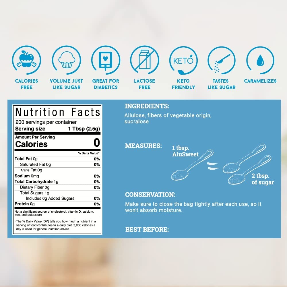 Alusweet 2-Pack Kit Includes (1) Allulose Zero Calorie Sweetener & (1) Allulo...