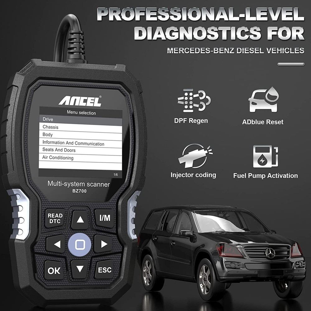 ANCEL BZ700 Fit for Mercedes Benz OBD2 Scanner ABS SRS All System Code Reader