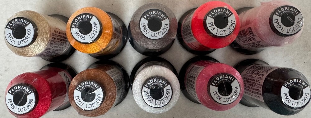 Floriani Embroidery Thread 10 New Spools Polyester Multiple Colors