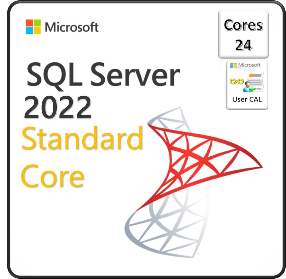Microsoft SQL Server 2022 Standard Core - 24 Core / No CALs Required