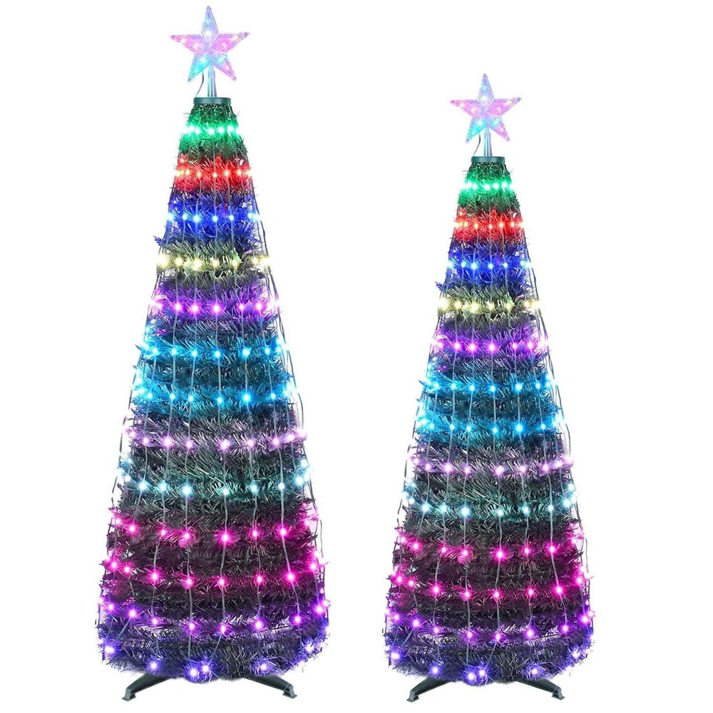 4.9FT 166Pcs LED Lights Collapsible Christmas Tree Light with Remote App Control