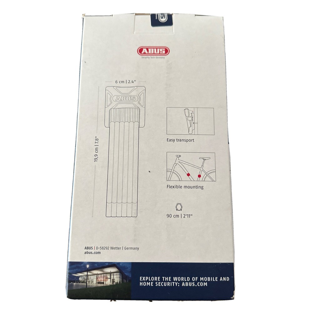 ABUS Folding Bicycle Lock Bordo Big 6000K Black White Saddlefix Lock Bracket