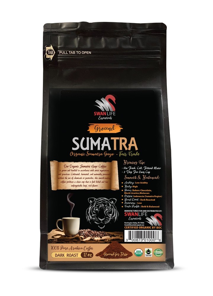 Low-Acidity Brew - SUMATRA GROUND ORGANIC COFFEE - Premium Roast 2Pack