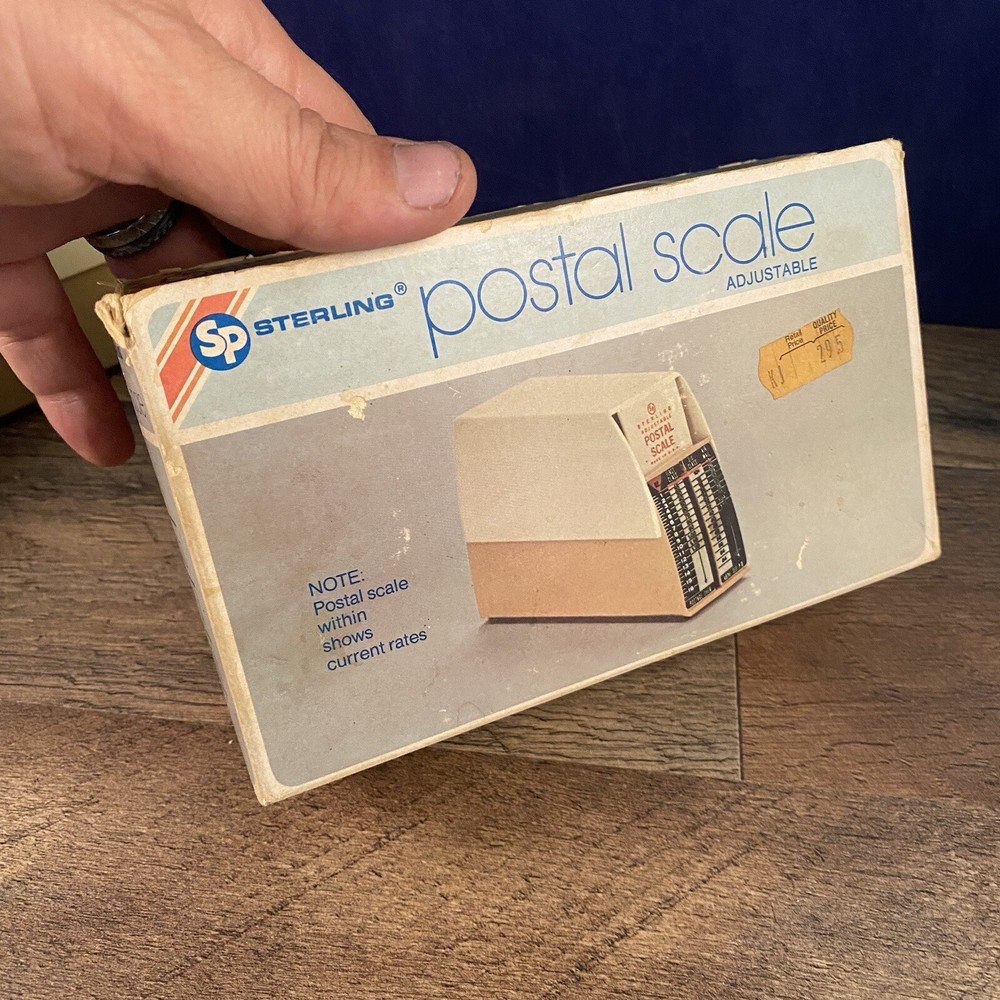 Vintage Sterling Adjustable Postal Scale With Box & 1978 USPS Postal Rates