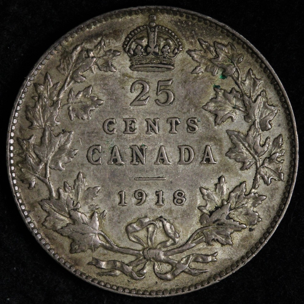 1918 Canada SILVER Twenty Five Cents AU E347 ROOCH
