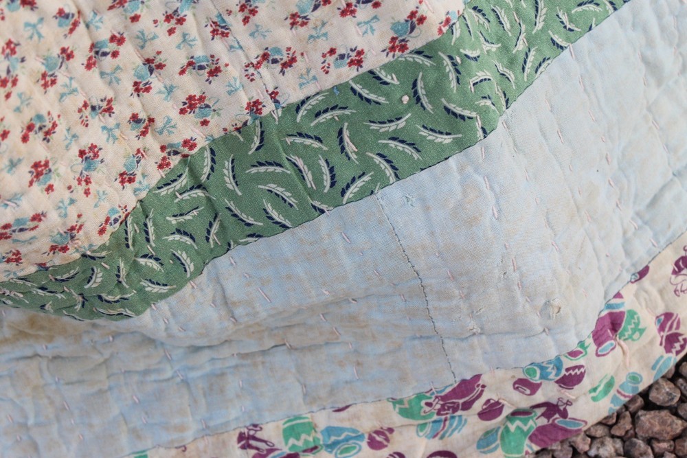 Antique Double Sided Scrap Frame Medallion Patchwork Quilt RARE